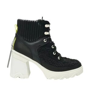 🔥Sorel BREX Heel Cozy Lace Waterproof Boots, Black/Sea Salt, 9.5M US/40.5EU🔥